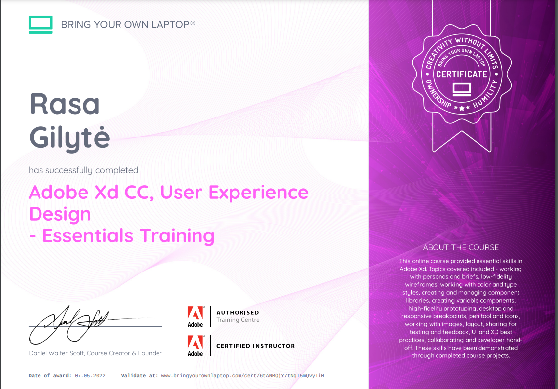Adobe XD sertifikatas